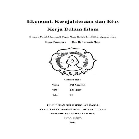 Ekonomi, Kesejahteraan dan Etos Kerja Dalam Islam