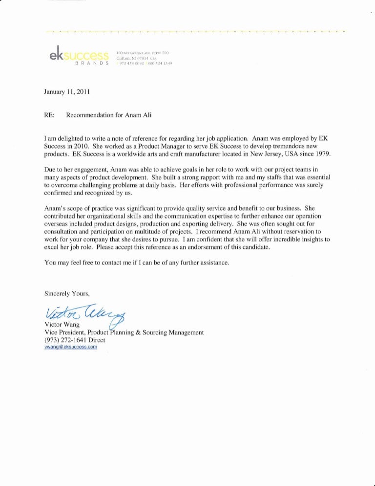 Reference Letter Sample From Manager