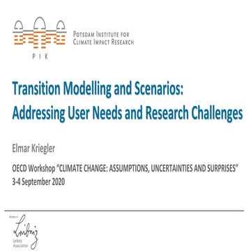 Elmar Kriegler, Potsdam Institute for Climate Impact Research (PIK