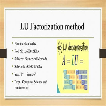 LU decomposition | PPTX