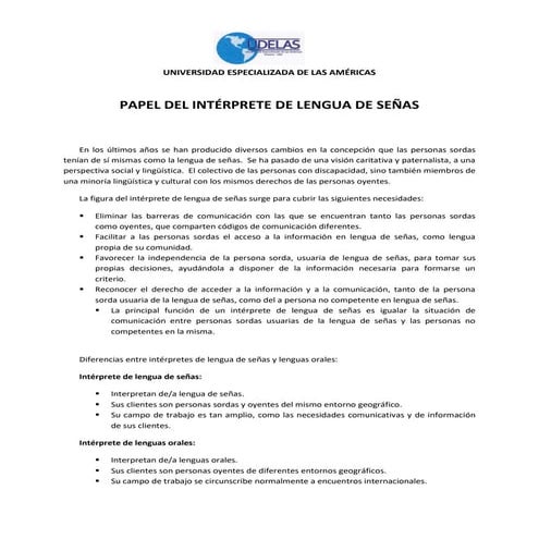 El Papel del Intérprete de Lenguas de Señas 