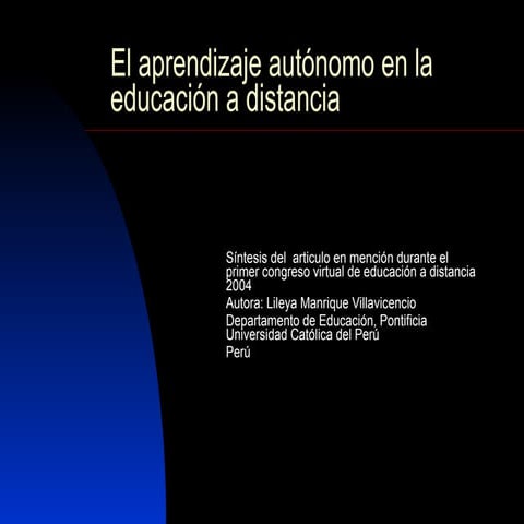 Aprendizaje autonomo en la educacion a distancia | PDF