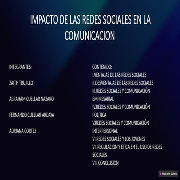 Impacto de las Redes Sociales en la Comunicación Moderna | PPTX