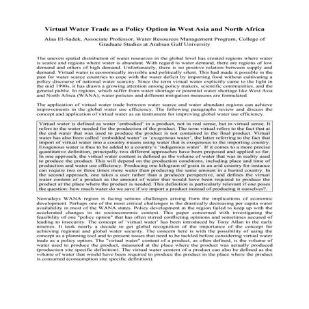 El Sadek - Virtual Water