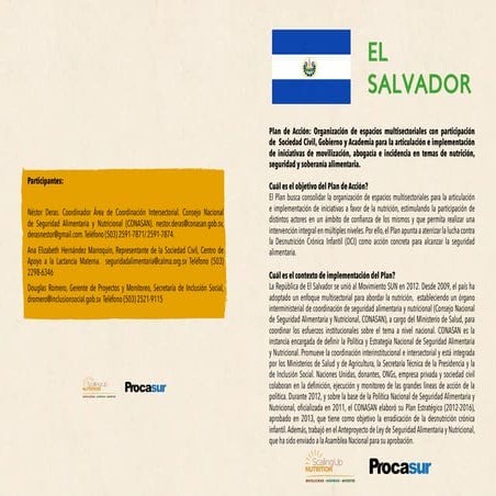 Plan de Innovación: El salvador. Fortaleciendo las Capacidades de los Países SUN para Fomentar la Nutrición a través de Rutas de Aprendizaje