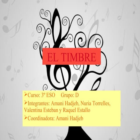 El timbre. Clasificación de las voces e instrumentos musicales