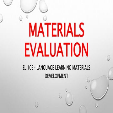 Materials Evaluation