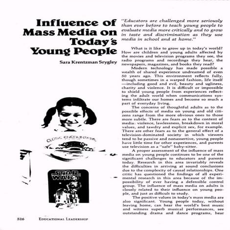 Influence of Mass Media on Today's Young People