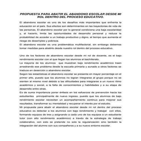 Propuesta de Intervención para el abandono escolar | PDF