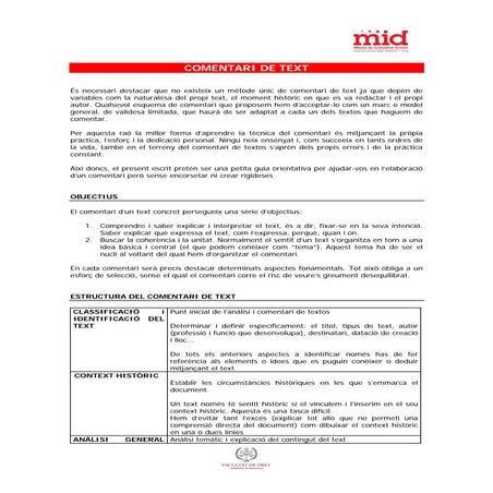 Elaboració d'un comentari de text