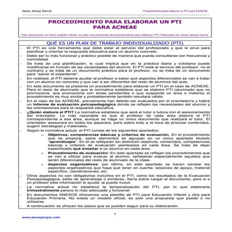 Elaboración del p.t.i