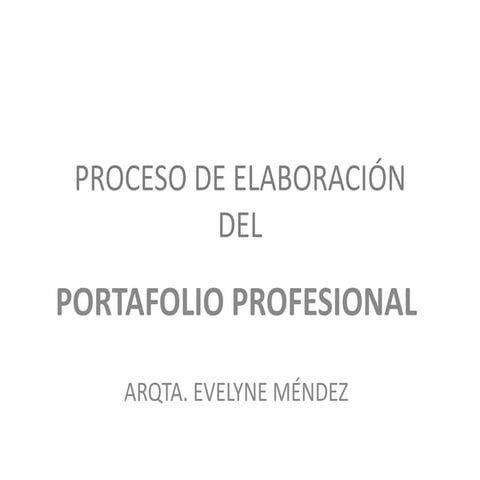 Elaboración del Portafolio Profesional