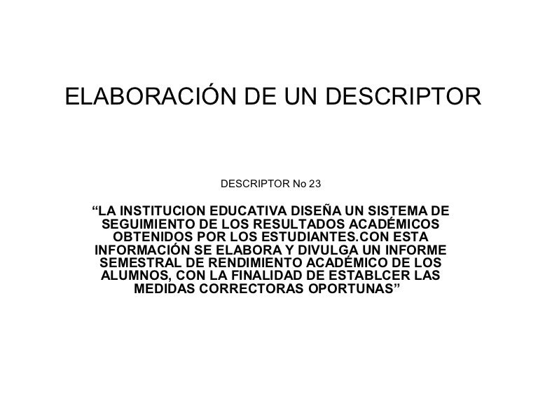 Elaboración de un descriptor