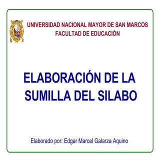 Elaboracion de la Sumilla del Silabo