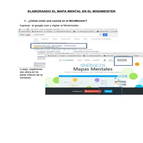 Elaborando el mapa mental en el mindmeister