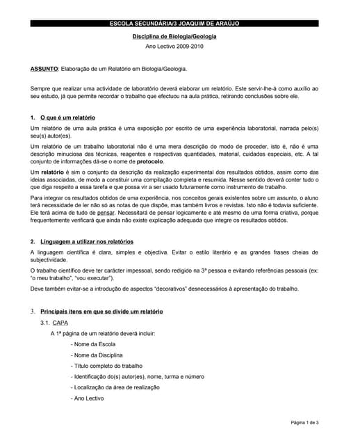 Elaborar Um Relatorio