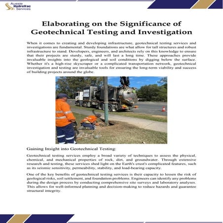 Elaborating on the Significance of Geotechnical Testing and Investigation