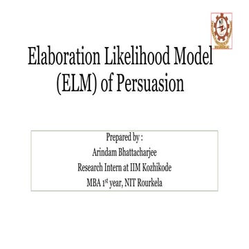 Elaboration likelihood model (ELM)