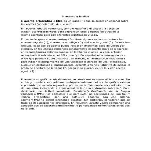 El acento y la tilde