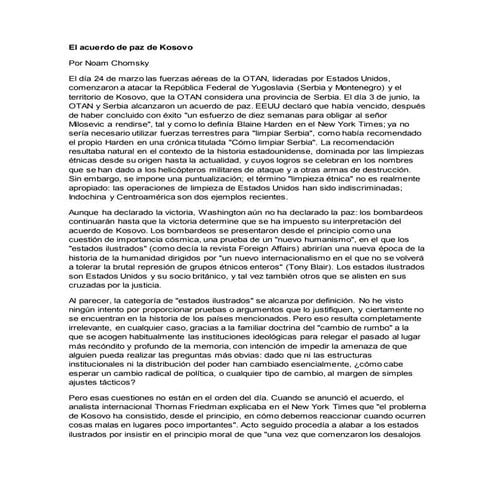 El acuerdo de paz de kosovo Historia