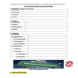 El adjetivo y los determinantes, ma...