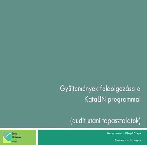 Gyűjtemények feldolgozása a KataLIN programmal