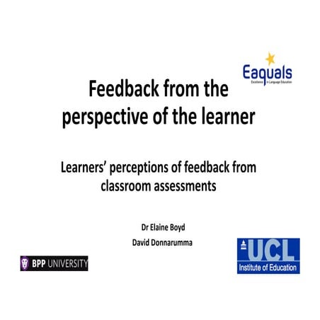 Elaine Boyd: Feedback from the Perspective of the Learner