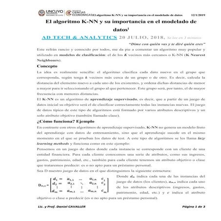 El algoritmo k nn y su importancia en el modelado de datos