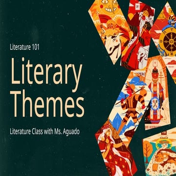 ELA Literary Themes Education Presentation in Dark Green and Yellow Textured ...