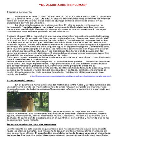 El almohadón de plumas   análisis, preguntas