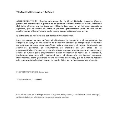 El altruismo en mexico