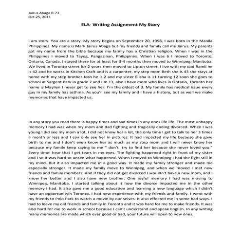 Jairus's Ela my story