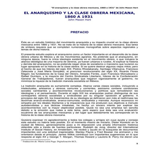 El Anarquismo Y La Clase Obrera Mexicana, 1860 A 1931   John M. Hart