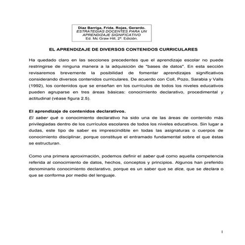 El aprendizaje de diversos contenidos curriculares