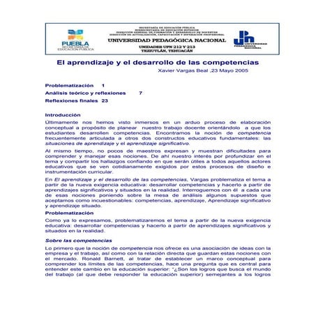 El aprendizaje y el desarrollo de las competencias