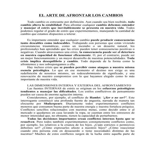 El arte de afrontar los cambios