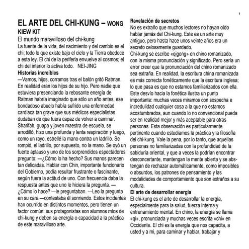 El arte del chi kung wong kiew kit | PDF