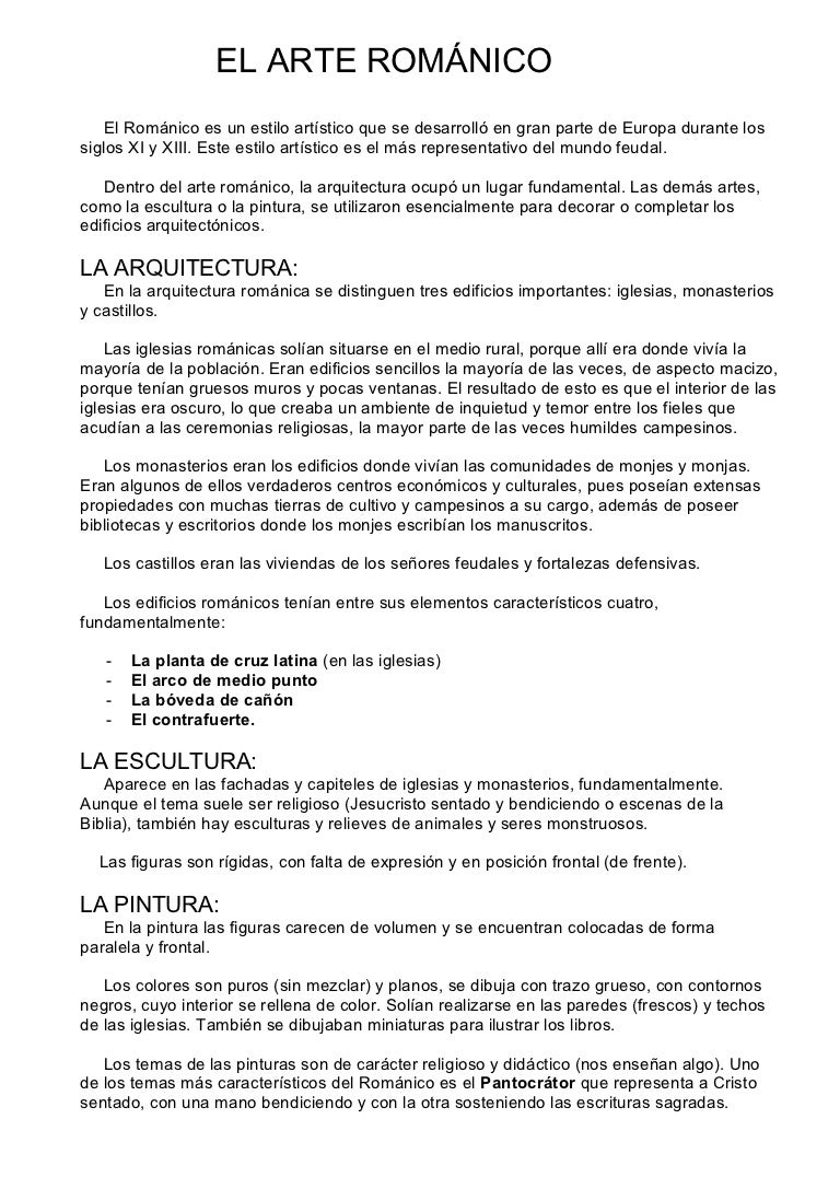 Sencillo Resumen Arte Románico