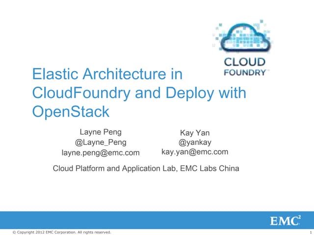 彭—Elastic architecture in cloud foundry and deploy with openstack