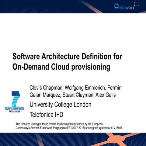 Software Architecture Definition for On-demand Cloud Provisioning