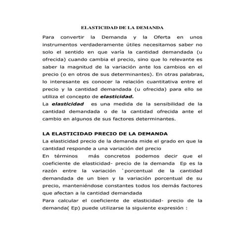 Elasticidad de la demanda y oferta | PDF
