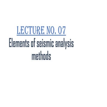 Elements of seismic analysis methods - Elastic response spectra