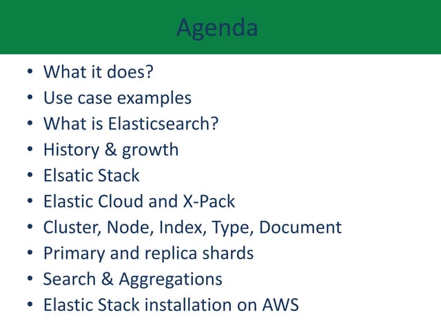 Elasticsearch { "Meetup" : "talk" }
