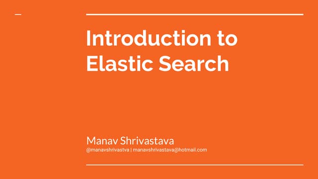 Introduction to ElasticSearch