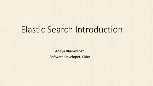 Philly PHP: April '17 Elastic Search Introduction by Aditya Bhamidpati