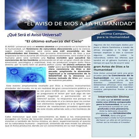 EL AVISO DE DIOS A LA HUMANIDAD