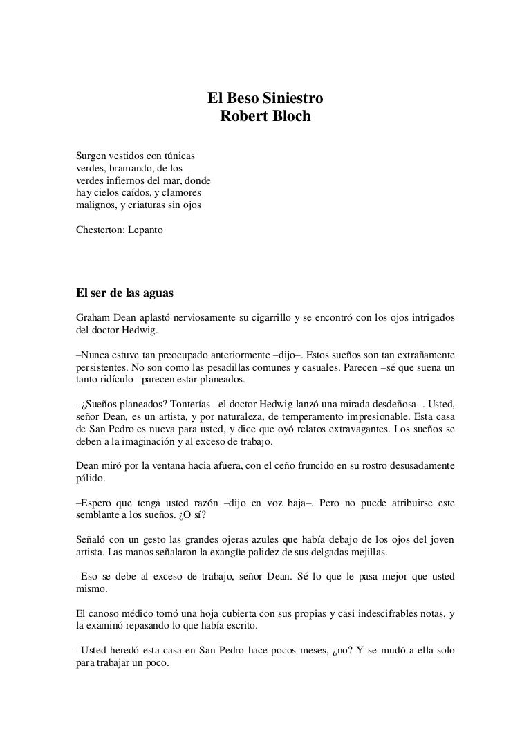 Los Alquimistas Ansiaban Poseer La Piedra El beso siniestro de robert bloch