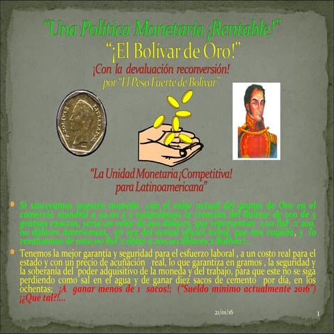 El bolivar de oro. 18 01-2016
