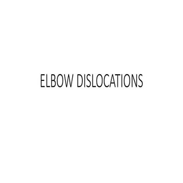 Elbow dislocations