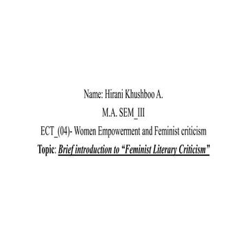 Feminist Literary Criticism 